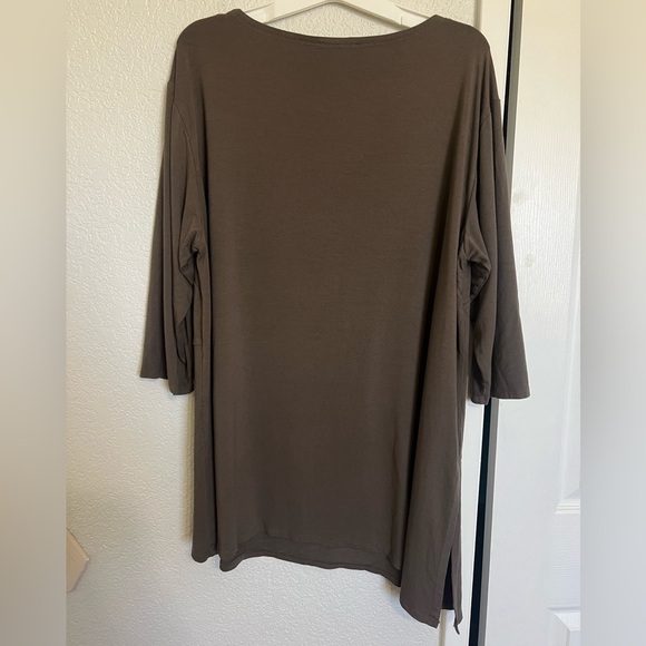 Eileen Fisher Asymmetric Brown Top Size 1X - Picture 6 of 8